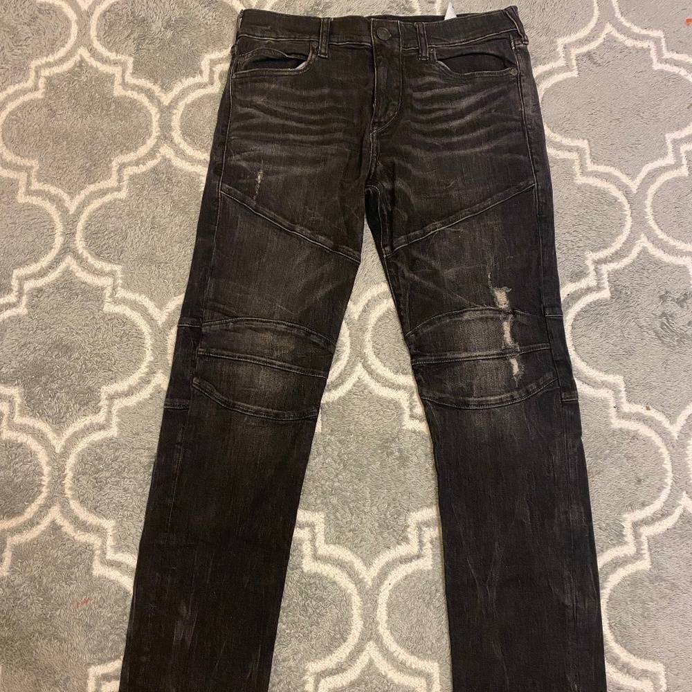 True Religion Rocco Relaxed Skinny Black Jeans 32